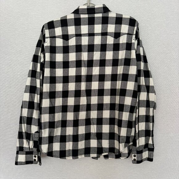 LEVIS WOMEN'S BLACK WHITE PLAID NFL ORLEANS SAINTS SNAP BUTTON UP SHIRT SIZE XL - Picture 3 of 12
